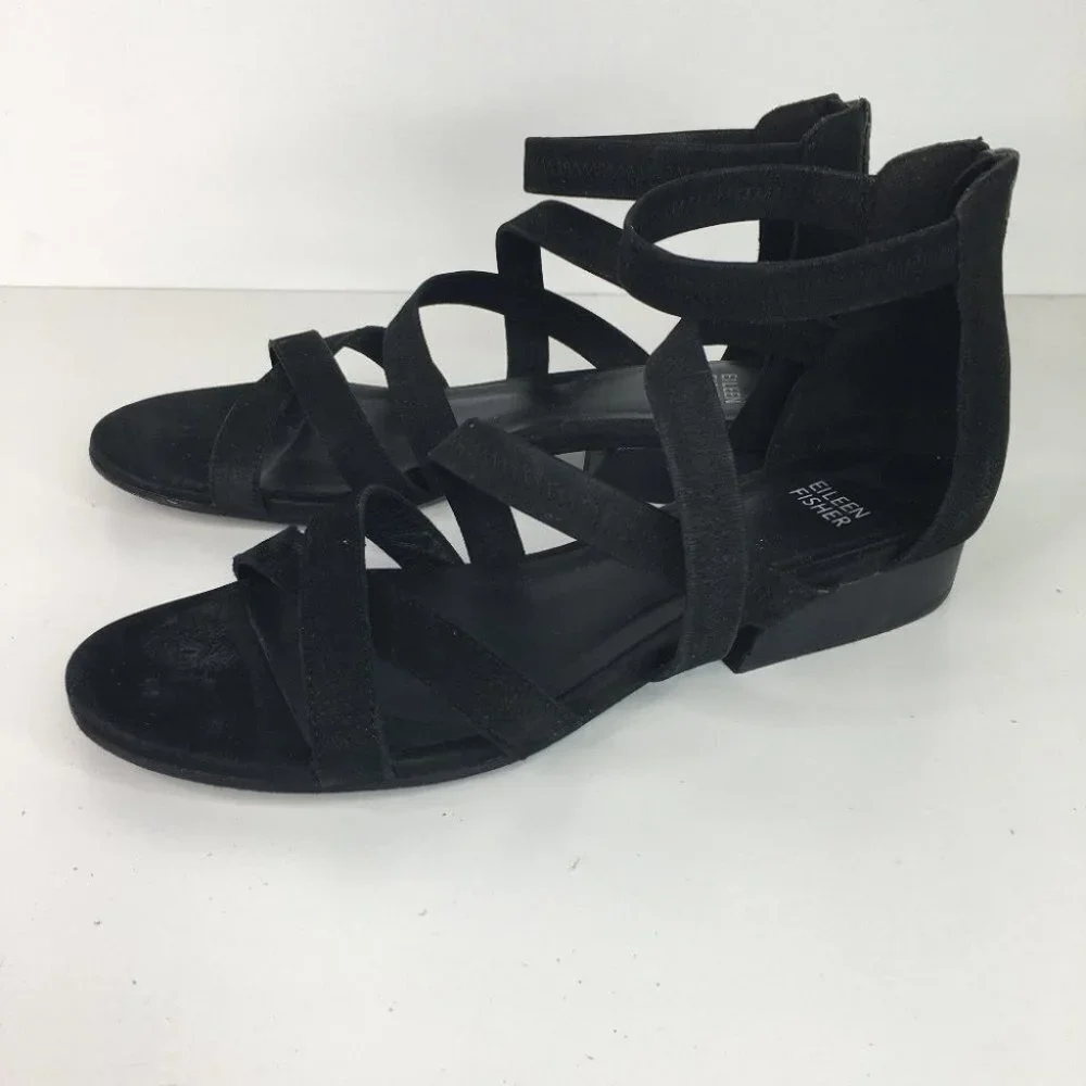 Eileen Fisher Strappy Black Sandals 8.5